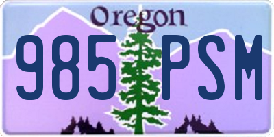 OR license plate 985PSM