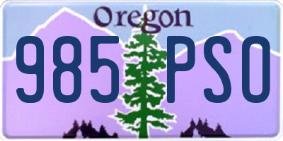 OR license plate 985PSO