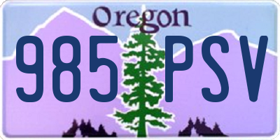 OR license plate 985PSV