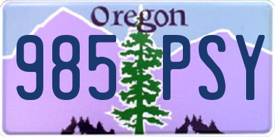 OR license plate 985PSY