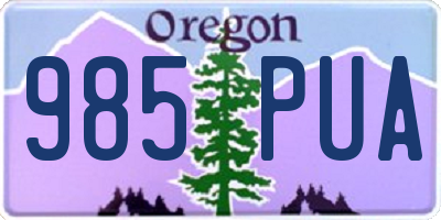 OR license plate 985PUA
