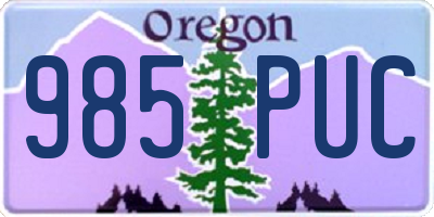 OR license plate 985PUC
