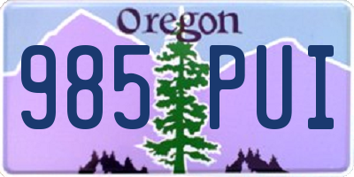OR license plate 985PUI
