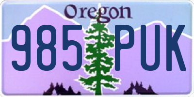 OR license plate 985PUK