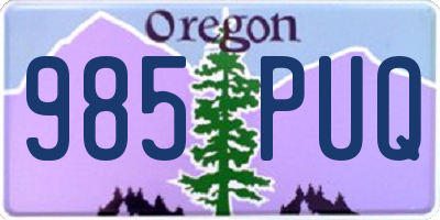 OR license plate 985PUQ