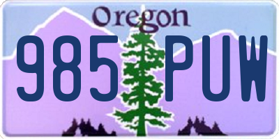 OR license plate 985PUW