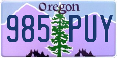 OR license plate 985PUY