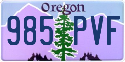 OR license plate 985PVF