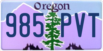 OR license plate 985PVT