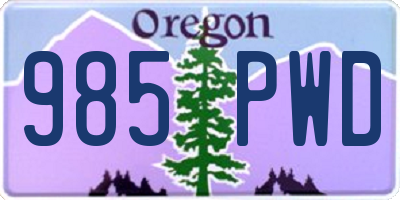 OR license plate 985PWD
