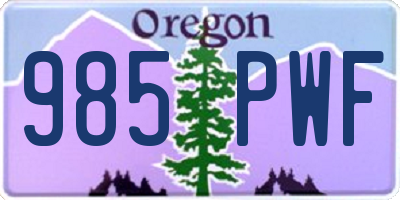 OR license plate 985PWF