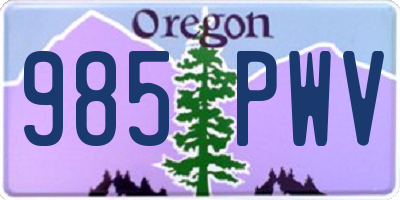 OR license plate 985PWV