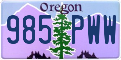 OR license plate 985PWW