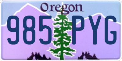OR license plate 985PYG
