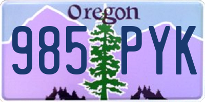 OR license plate 985PYK