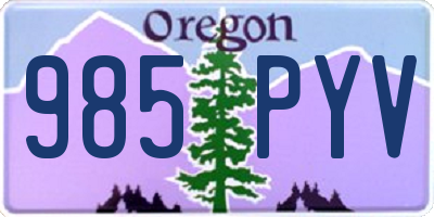 OR license plate 985PYV