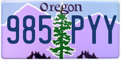 OR license plate 985PYY