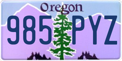 OR license plate 985PYZ