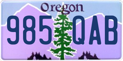 OR license plate 985QAB