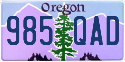 OR license plate 985QAD