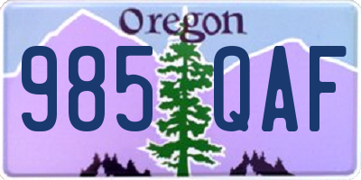 OR license plate 985QAF
