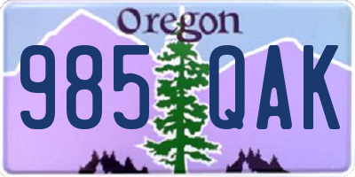 OR license plate 985QAK
