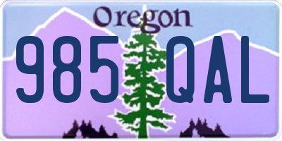 OR license plate 985QAL