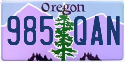 OR license plate 985QAN
