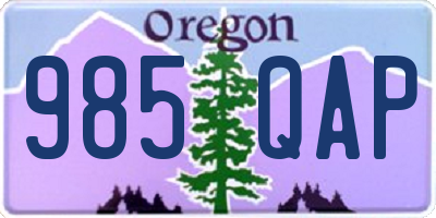 OR license plate 985QAP