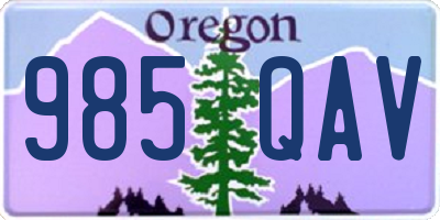 OR license plate 985QAV
