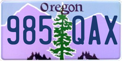 OR license plate 985QAX