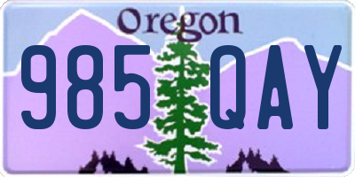 OR license plate 985QAY