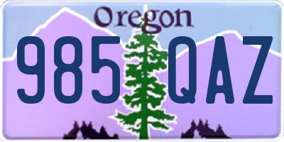 OR license plate 985QAZ