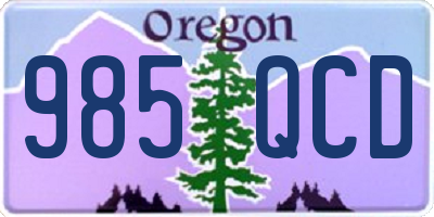 OR license plate 985QCD