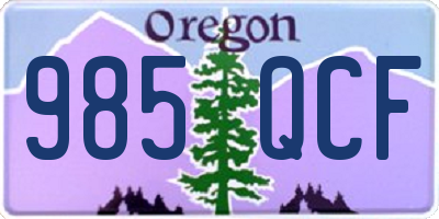 OR license plate 985QCF