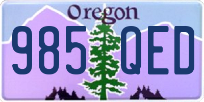 OR license plate 985QED