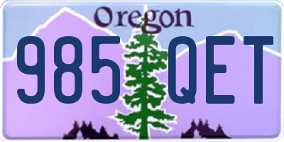 OR license plate 985QET