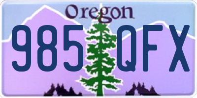 OR license plate 985QFX