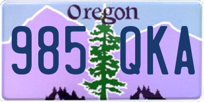 OR license plate 985QKA