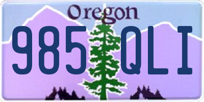 OR license plate 985QLI