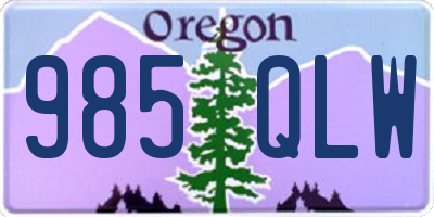 OR license plate 985QLW