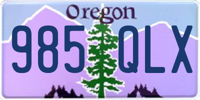 OR license plate 985QLX
