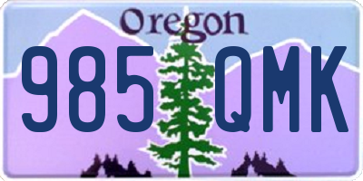 OR license plate 985QMK
