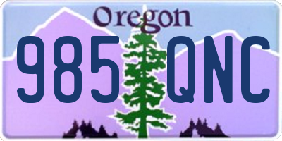OR license plate 985QNC
