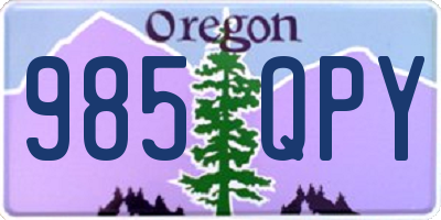 OR license plate 985QPY