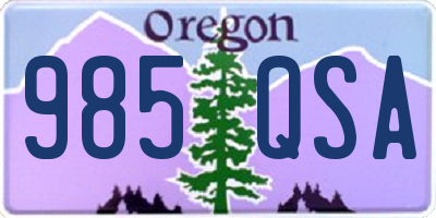 OR license plate 985QSA