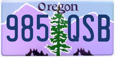 OR license plate 985QSB