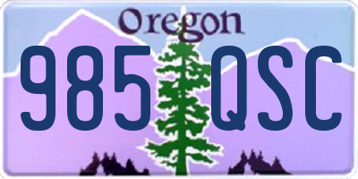 OR license plate 985QSC