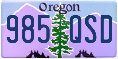 OR license plate 985QSD
