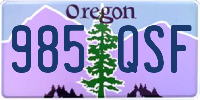OR license plate 985QSF